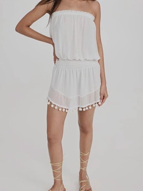 Ramy Brook Other - Ramy Brook Women's White Marcie Strapless Pompom Dress Size 2XS
